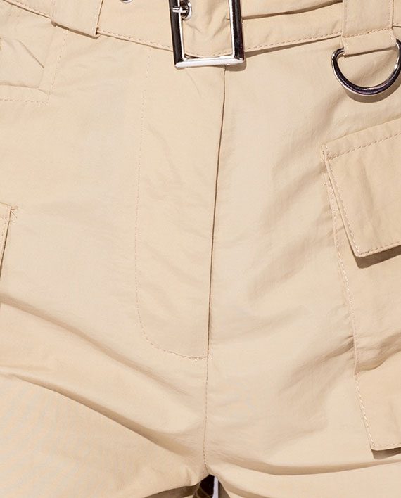 High Waist Cargo Shorts Beige